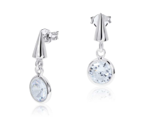 Round Hang CZ Silver Ear Stud STS-3281